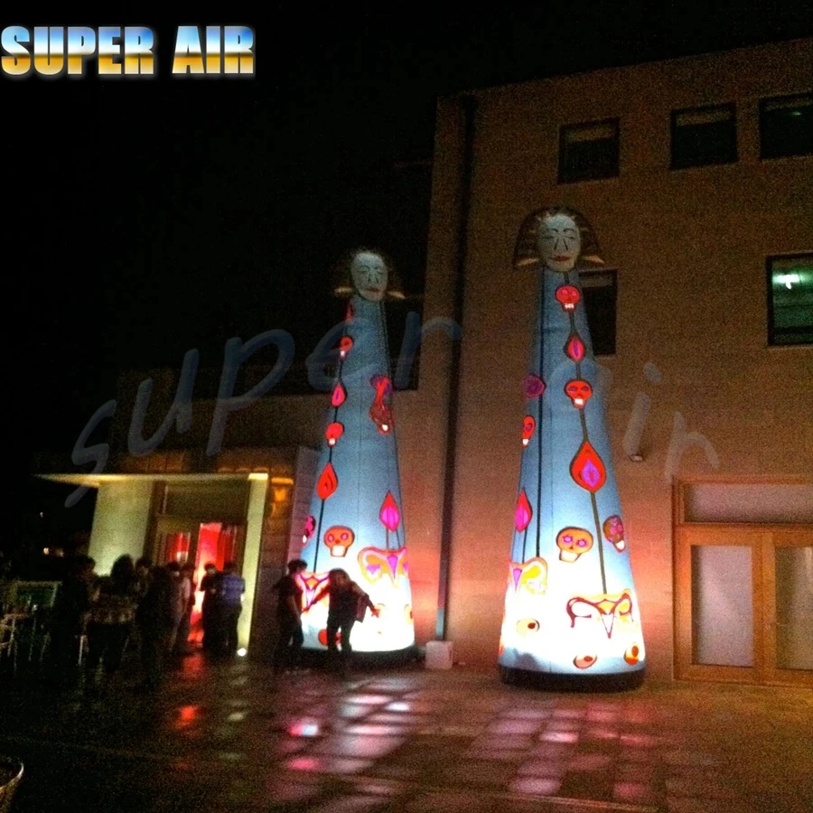 So nice lighting decoration inflatable standard pyrometric cone with human face is used for outdoor party