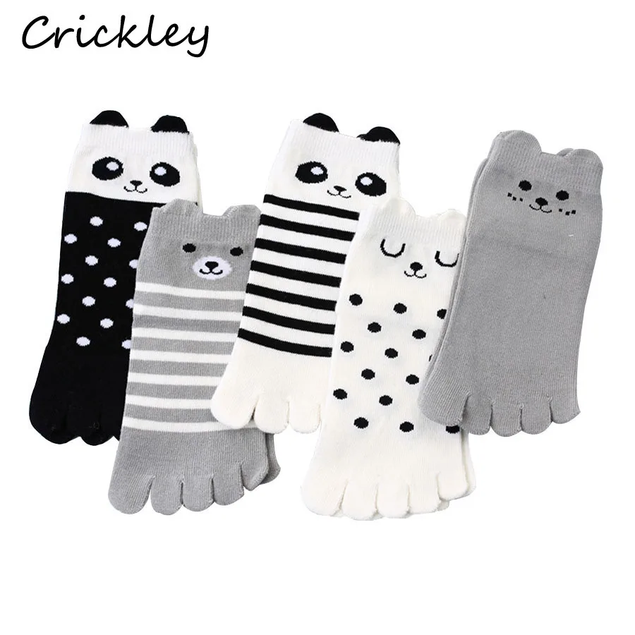 

Cartoon Panda Bear Boys Girls Socks Cotton Soft Children Five-Finger Socks Spring Autumn Kids Socks 4-11 Years