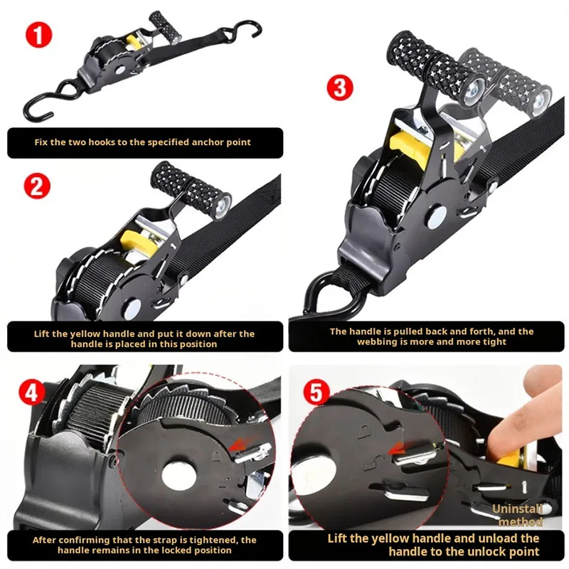 헤비 타이 다운 텐셔너 오프로드 캠핑 수하물 고정 자동 접이식 스트랩 화물 운송 붕대
