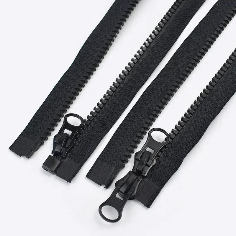 1Pc Meetee 60-300cm 5# Resin Zippers Black White Double Slider Open-End Zips for Sewing Coat Tent Zipper Closure DIY Accessories