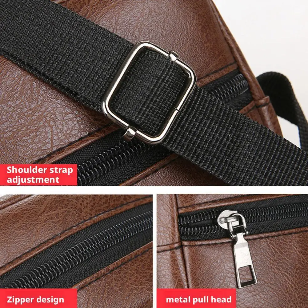 PU Leather Crossbody Messenger Bag For Men Office Worker Sling Shoulder Bags Travel Black Brown Khaki Handbags Small Totes view 4