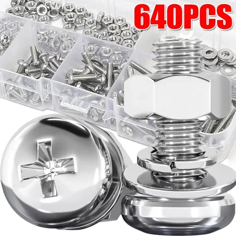 M3 Cross Screw Stainless Steel Hexagon Socket Head Cap Screw Fastener Lock Flat Gasket Washers Drive Bolt Nut Set Assortment Kit