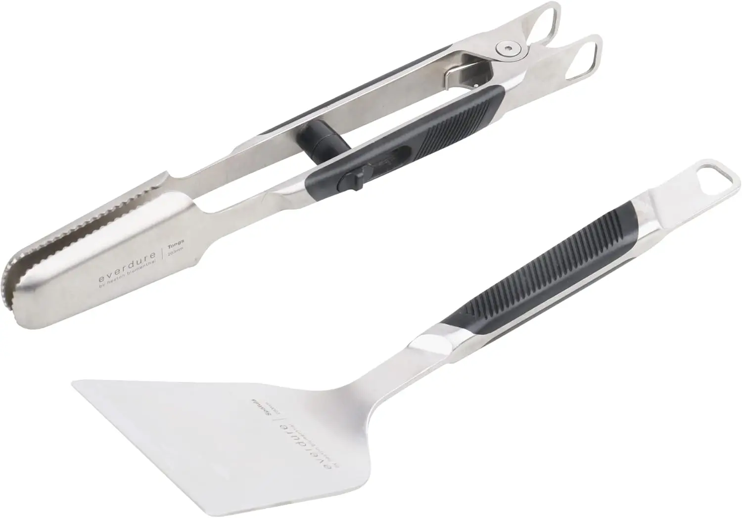 

2-Piece BBQ Tool Kit: Stainless Steel Tongs & Spatula with Soft Grip Handles