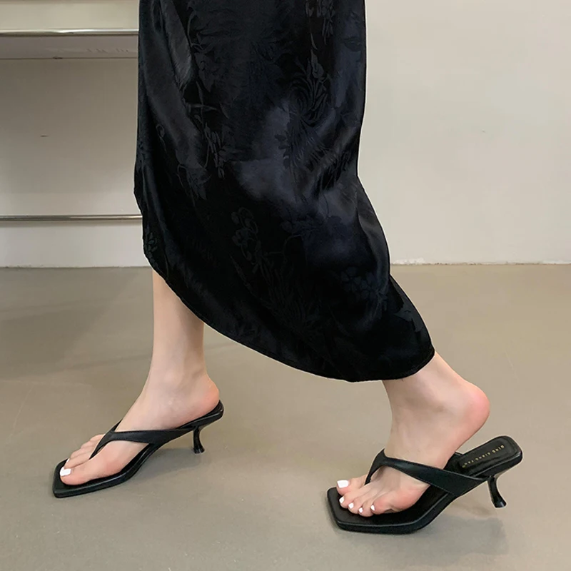 

Summer Slippers Women Kitten Heels Slip On Sandals Slides Ladies Designer Shoes Fashion Sexy Party Casual Wedding Flip Flops
