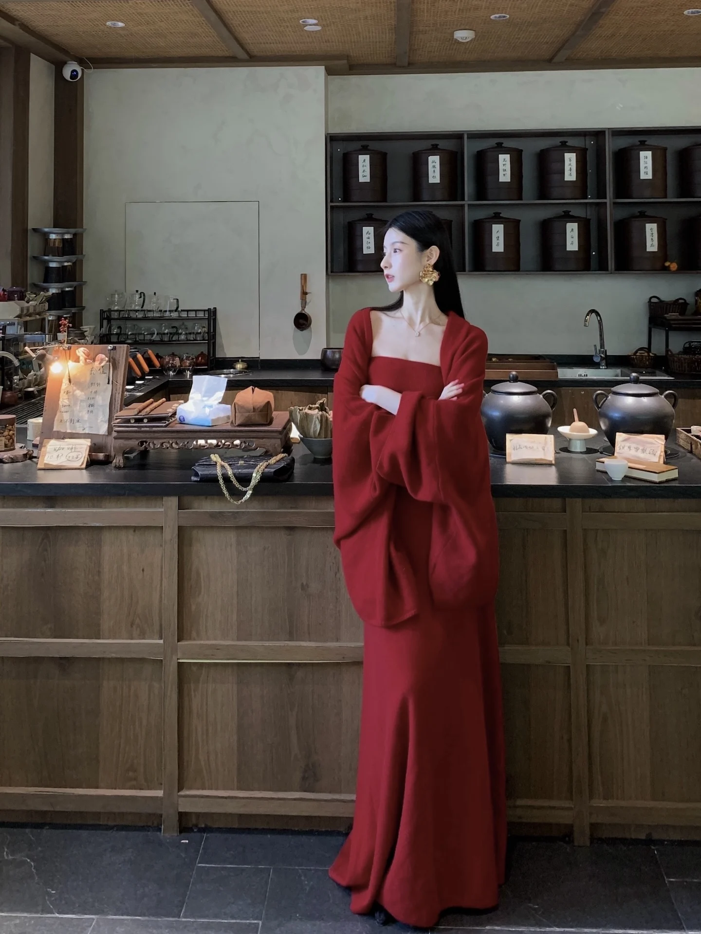 

Комплект из шерстяного свитера и футболки Walkink Chinese Zen Sle Camere, длинный рукав, осенний, модный, женский, высокое качество