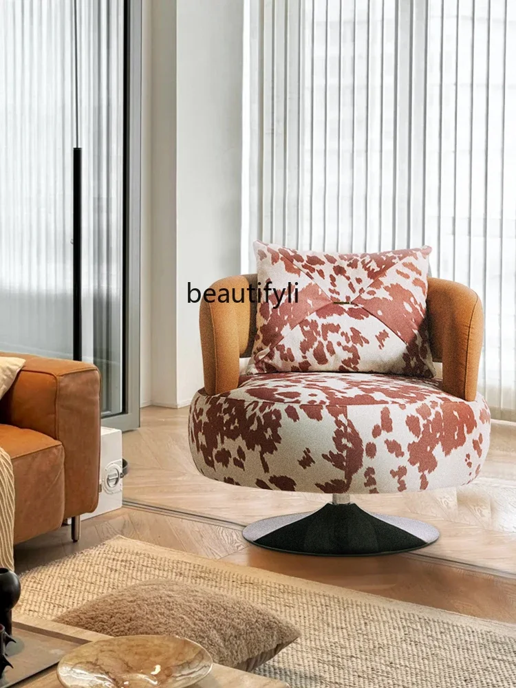 

Italian pumpkin living room, home lounge chair, small apartment recliner, swivel single sofa chair