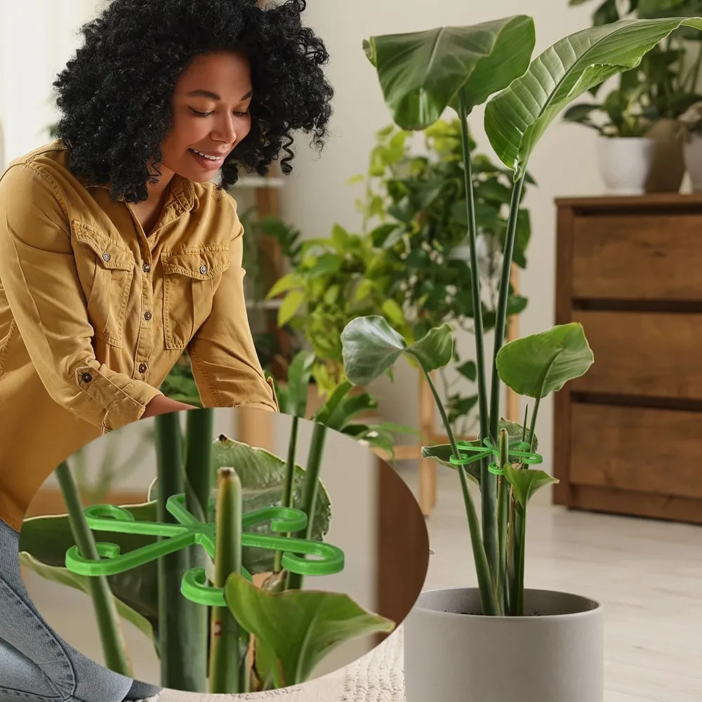 4 soportes de plástico para tallos de plantas, estacas de soporte para plantas trepadoras, marcos de jardín, rejillas para plantas de interior, aros de soporte.