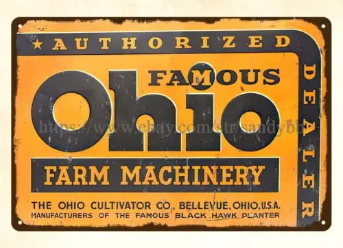 Famous Ohio Farm Machinery Dealer metal tin sign garage bars bedroom sign