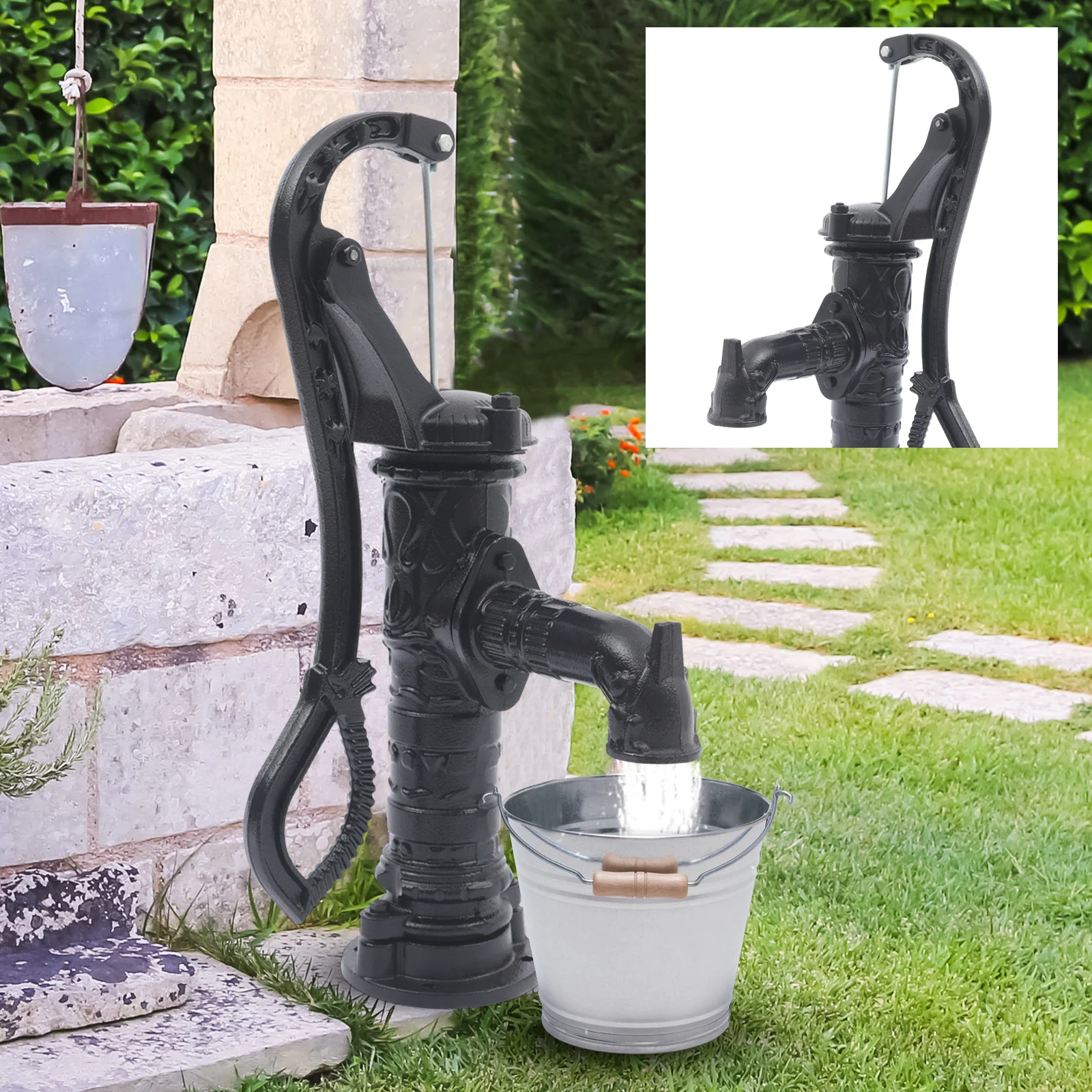 Antique Iron Hand Water Pump Pitcher Pump Cast Iron For Outdoor Yard Ponds Garden Farm Well Ornament Feature Decoration