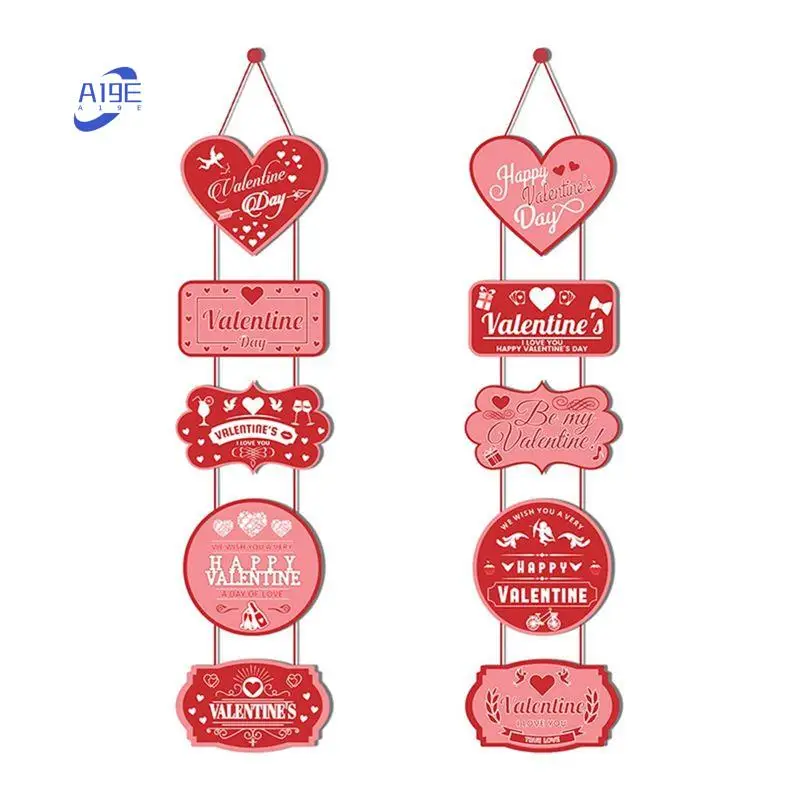 

A19E-Valentine's Day Decoration Door Hanging Banner Valentine's Day Home Decor Couplets Door Curtains