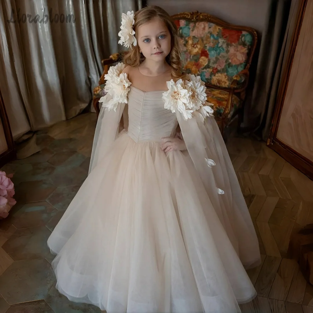 

Girls' Floral Embellished Formal Dress Full Skirted Evening Gown Princess Style Flower Girl Dress Formal Attire