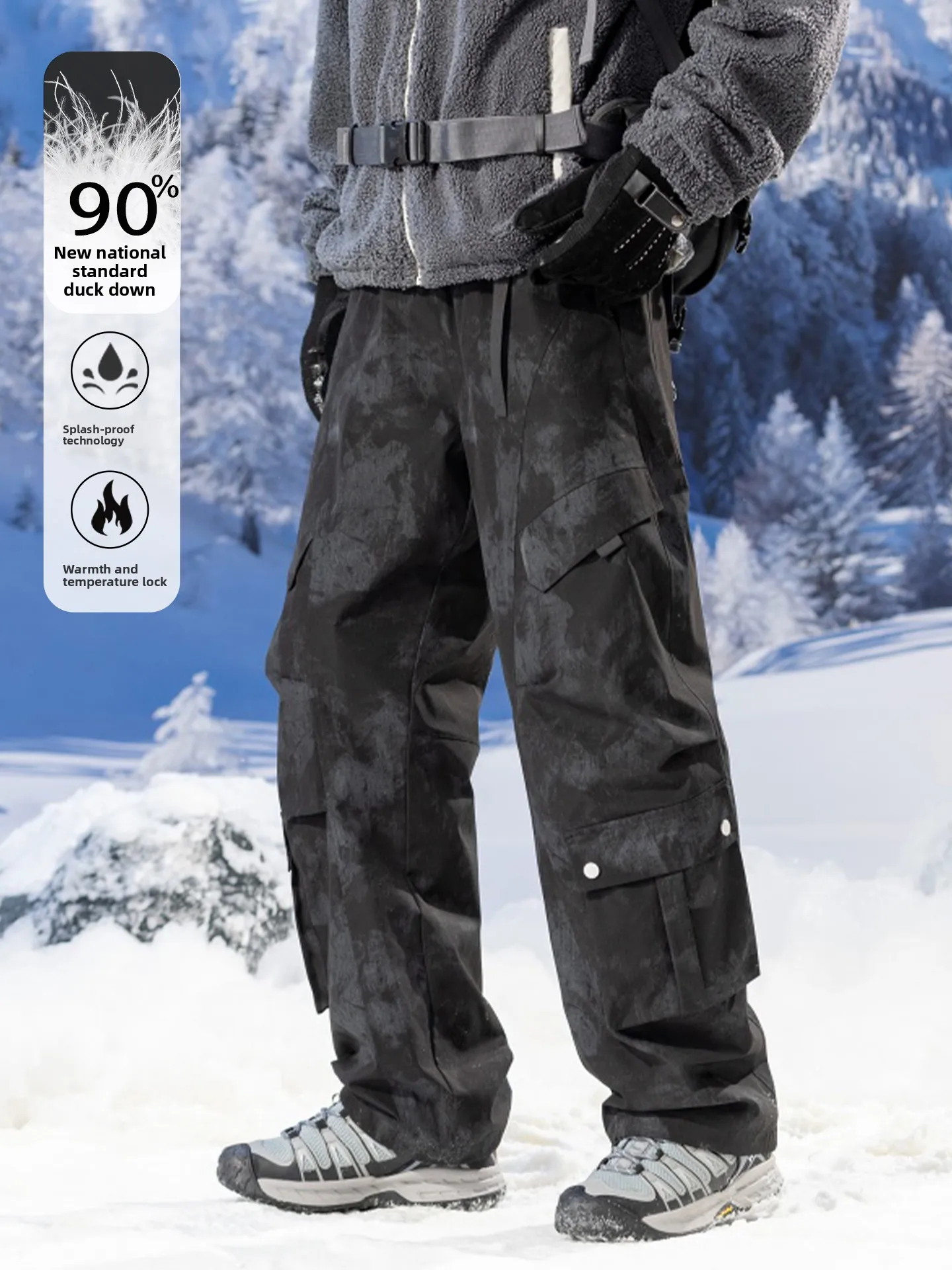 

American Sle Outdoor Workwear down Trousers Men Women Winter Sports Climbing Skiing Windproof Warmth Fce Pants