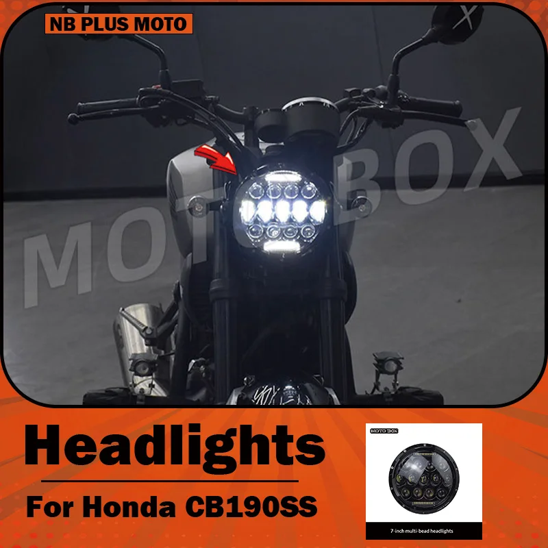 【Premium】For Honda CB190SS modification – 7-inch round headlight assembly with high-brightness LED bulbs
