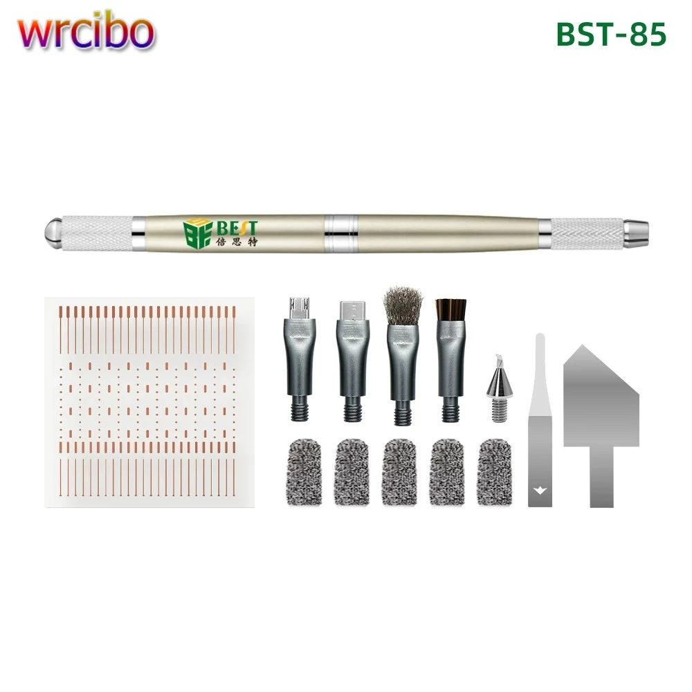

BST-85 Многофункциональный инструмент для ремонта чипа процессора телефона, набор ножей для резьбы с чистой щеткой, точка припоя материнской платы печатной платы