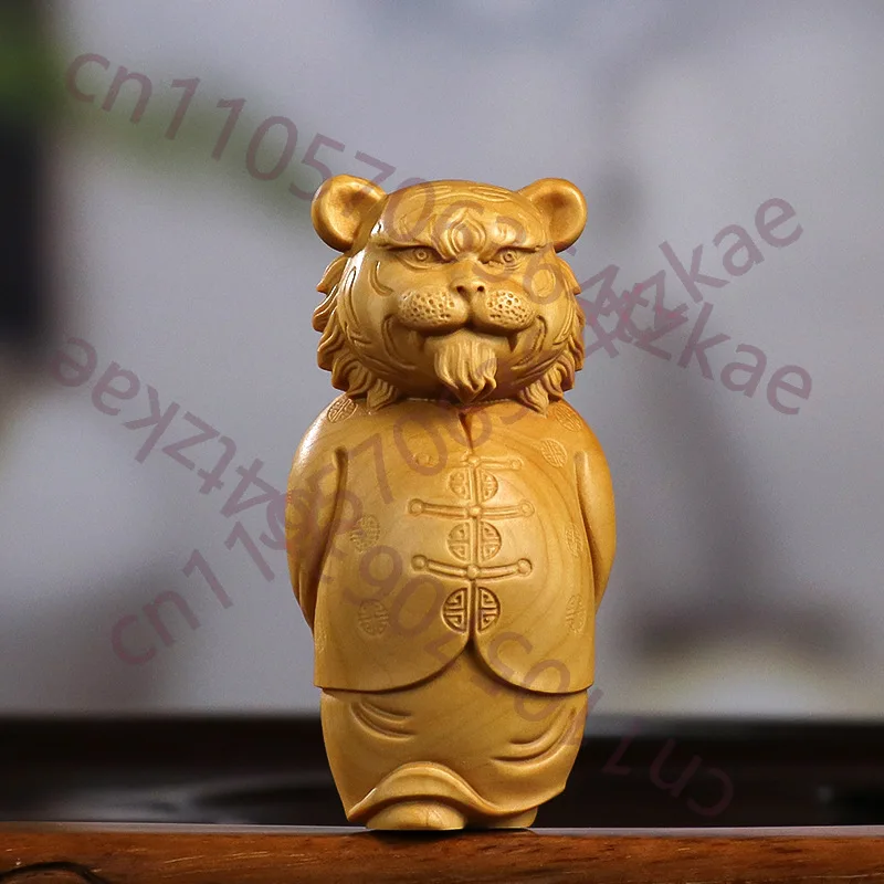 

Деревянная резная фигурка тигра, животное, символ богатства, креативные милые украшения, резьба по массиву дерева, декор для дома, комнаты, офиса