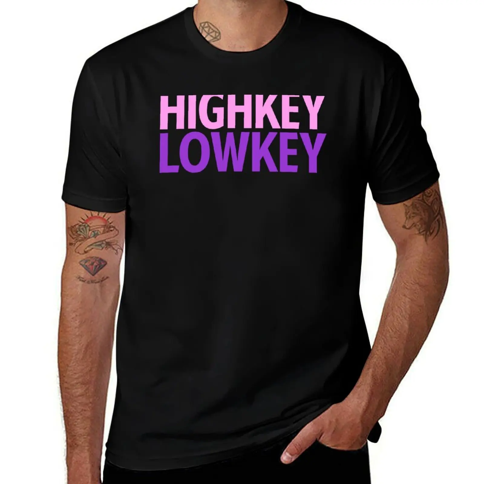 

Highkey Lowkey in Pink and Violet T-Shirt cotton man t-shirts rapper graphic tees Funny t-shirt mens graphic t-shirts anime