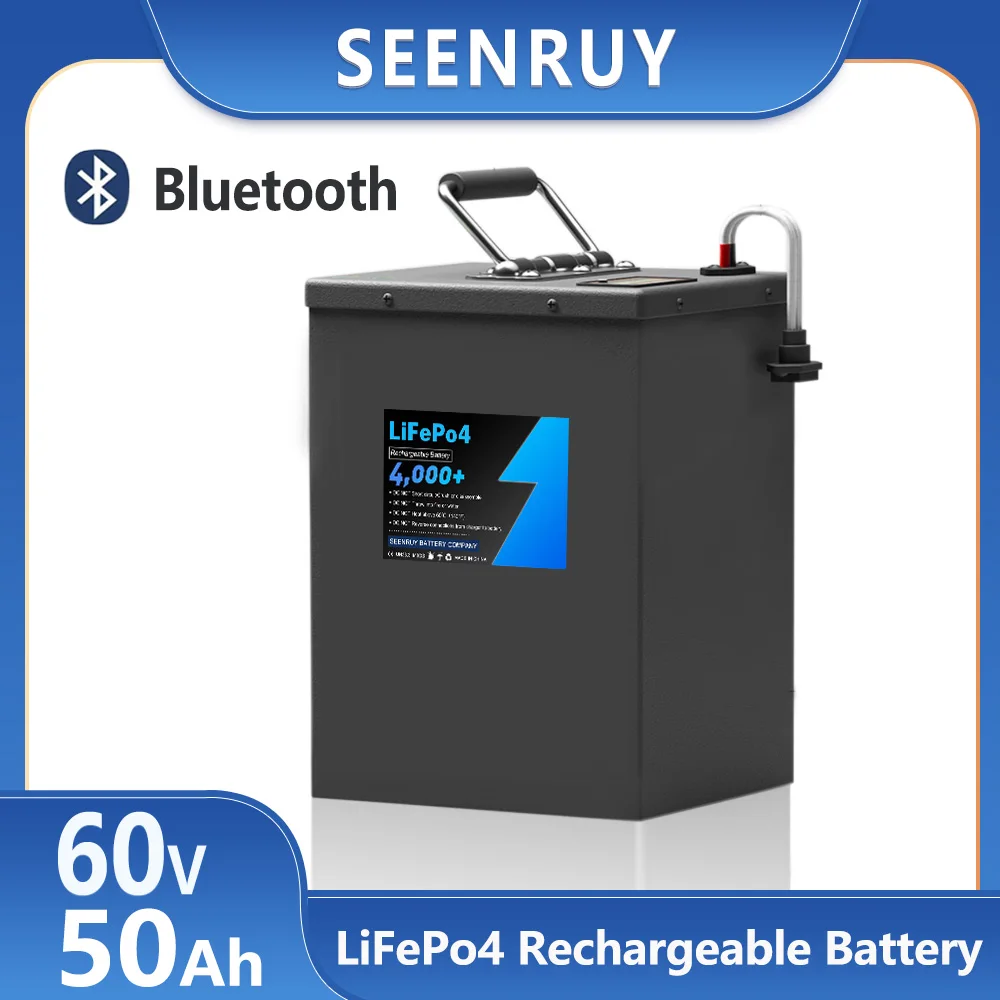 60v 50AH LifePo4 Battery Pack Built in 80A BMS Optional Bluetooth for Electric car electric tricycle with 10A Charger