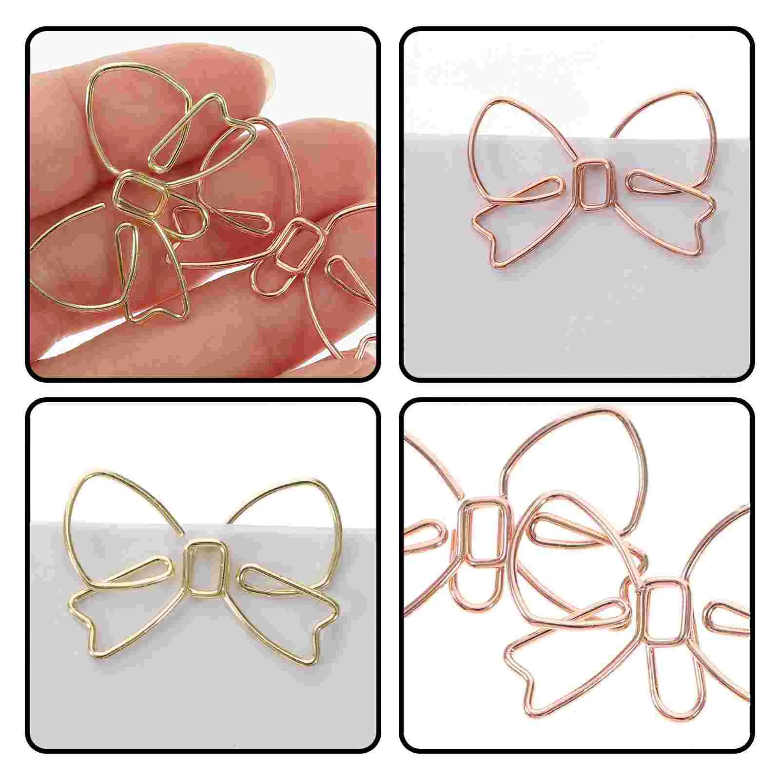 Imagem -06 - Metal Bowknot Shaped Paper Clip com Arco Pequenos Paperclips para Estudantes Decorativos de Escritório Acessórios de Mesa Forma Criativa 20 Pcs