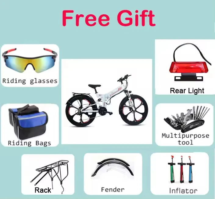 26 Inch Electric Bike 48V Full Shock Absorbing Folding Aluminum Alloy Frame Bike