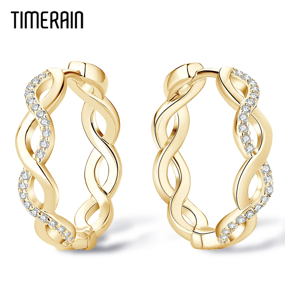 

Timerain 1mm Hoop Moissanite Earrings for Women 925 Sterling Sliver Plated 18K Gold Earring Original New Fine Jewerly 2023 Trend