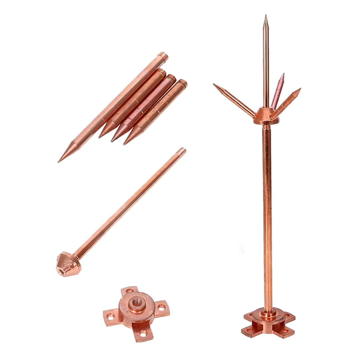 

AB52 Three-Pole Spike Copper Plated Removable Protection Equipment Protection System Kit for House Roof Bungalow Tin House
