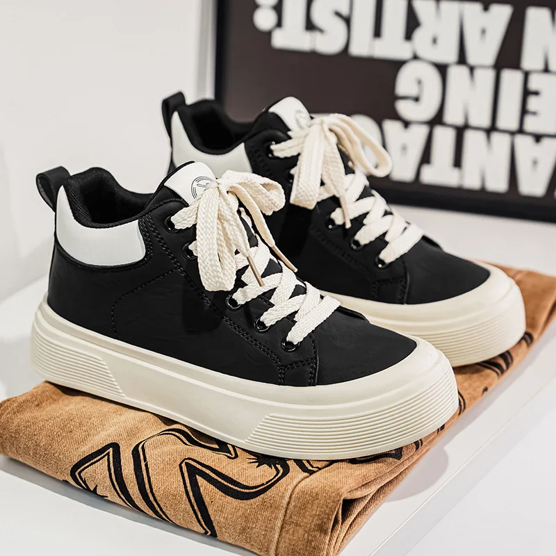 

Men's high-top PU shoes for 2025 winter, fashionable sports shoes, breathable, lightweight sports and casual shoes