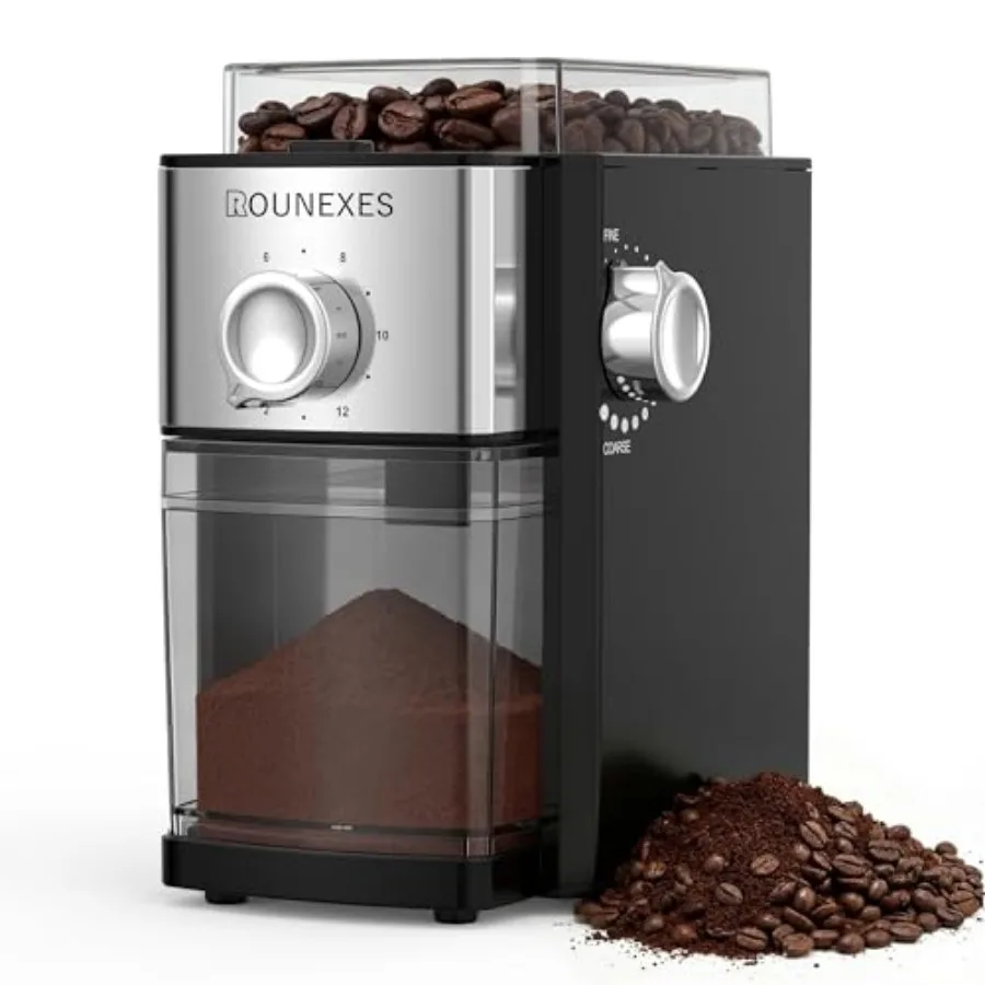 

Electric Flat Burr Coffee Grinder Compact Coffee Grinder for Home Use Burr Mill Grinder with 17 Precise Grind Settings 7oz Larg
