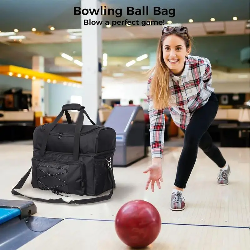 2 Ball Bowling Bag Tote Bowling Bag mit gepolstertem Riemen Double Bowling Ball Tote Bowling Bag für 2 Bälle mit Ball halter für Männer