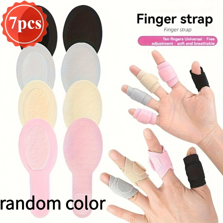 7 Pcs Reusable Finger Protectors, Adjustable Sleeves with Fixing Straps, Soft Polyester Material for Sports Random Colors