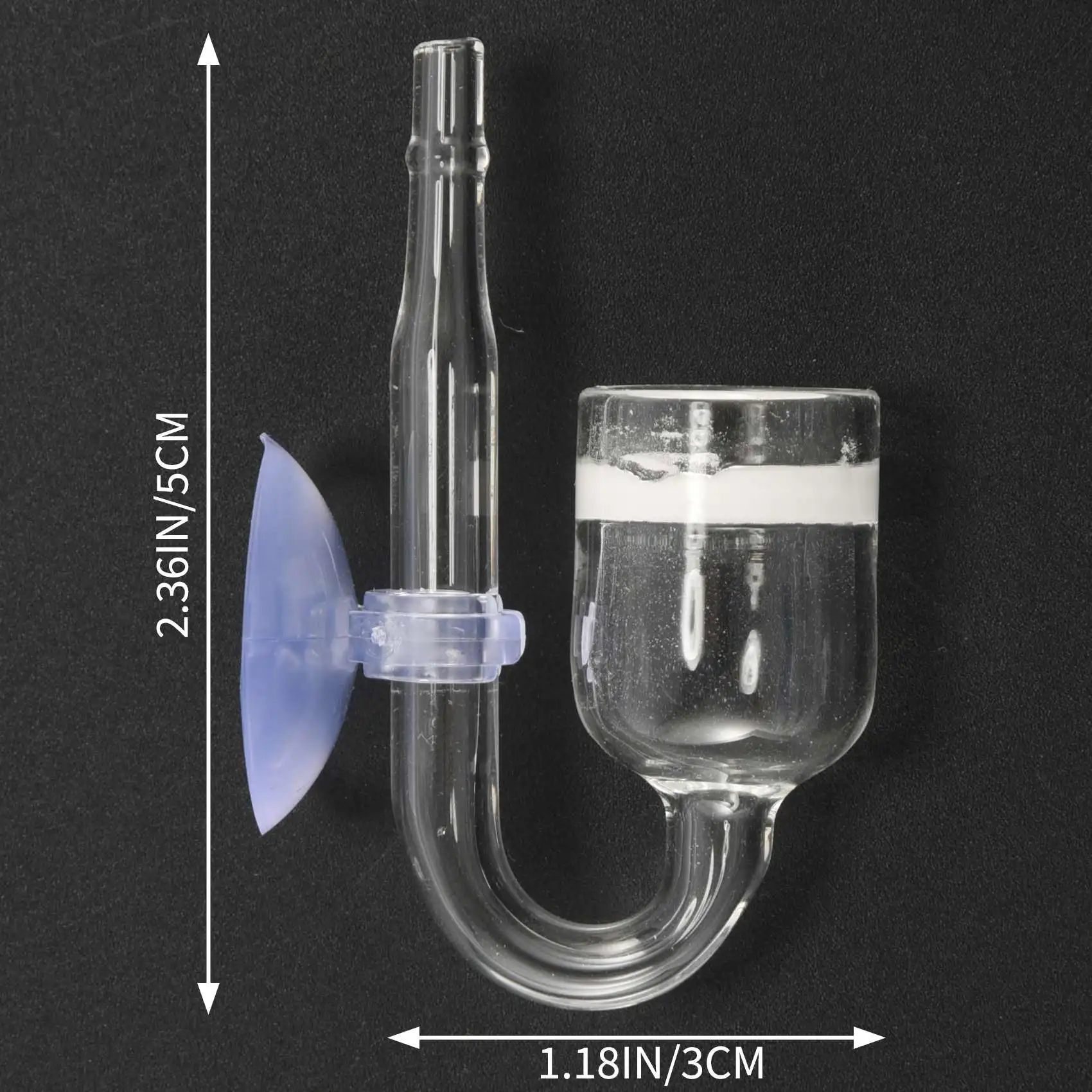 Aquarium Fish Tank CO2 Diffuser Carbon Dioxide Reactor with Ceramic Disc + 2 Suckers