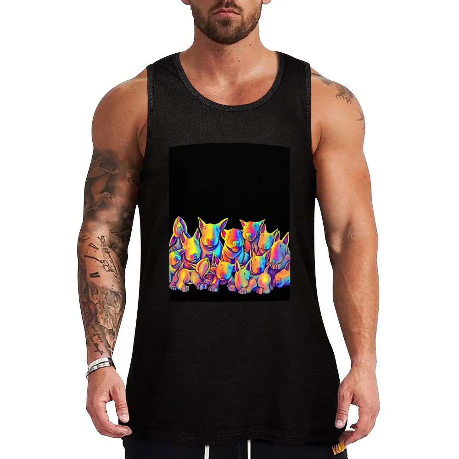 Group of Bullterriers Tank Top Casual Lounge Tank Top Sleeveless Loose Soft Shirt