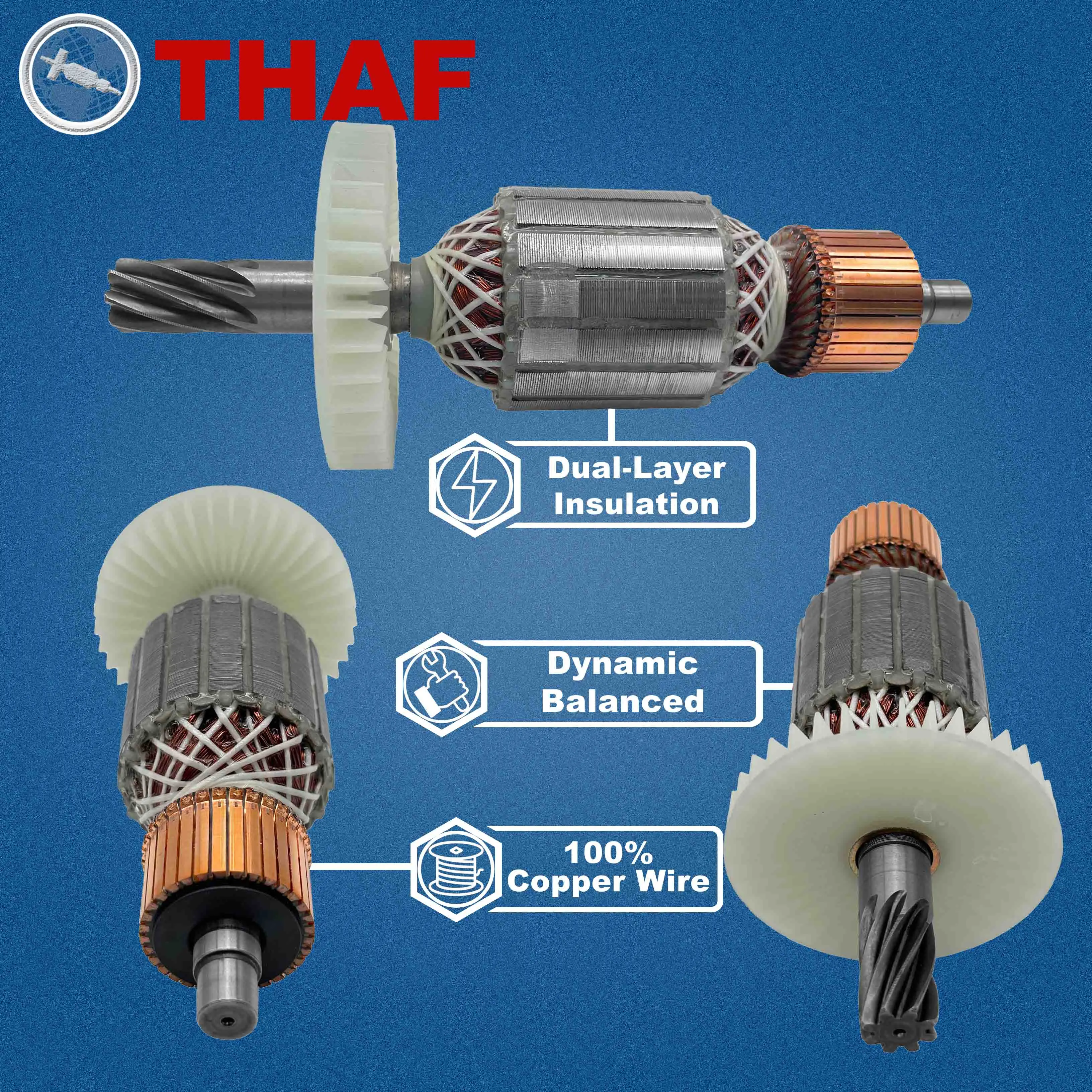 AC 220V 240V HM1306 Armature Rotor For MAKITA Jackhammer Spare Parts Demolition Hammer Breaker 517773-3