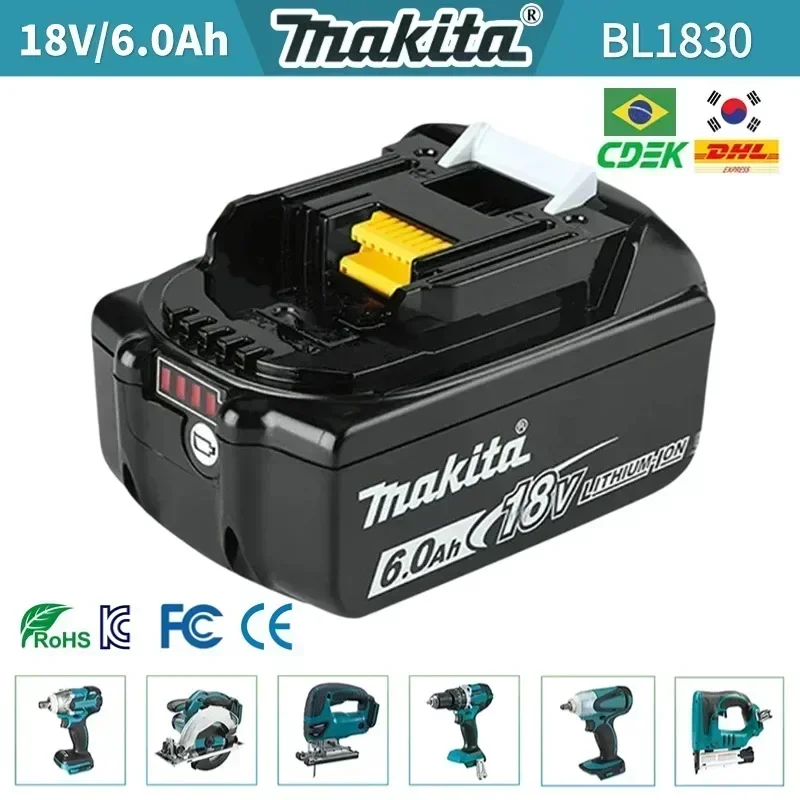 

Makita 18V Battery 6AH 9AH 18AH Li-ion Replacement LXT BL1860B BL1860 BL1850 BL1830 DHP482RFX9 BL1815 LXT400 for Cordless Drills