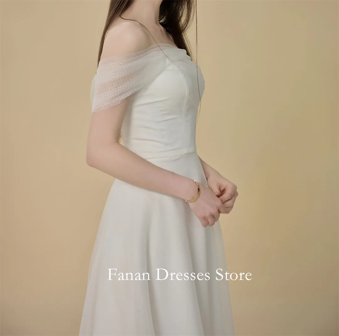 FANAN Korea One-Shoulder Organza Elegant A-Line Simple Wedding Dresses 웨딩드레스 Ruched Corset Ivory Customized Pretty  Bride G