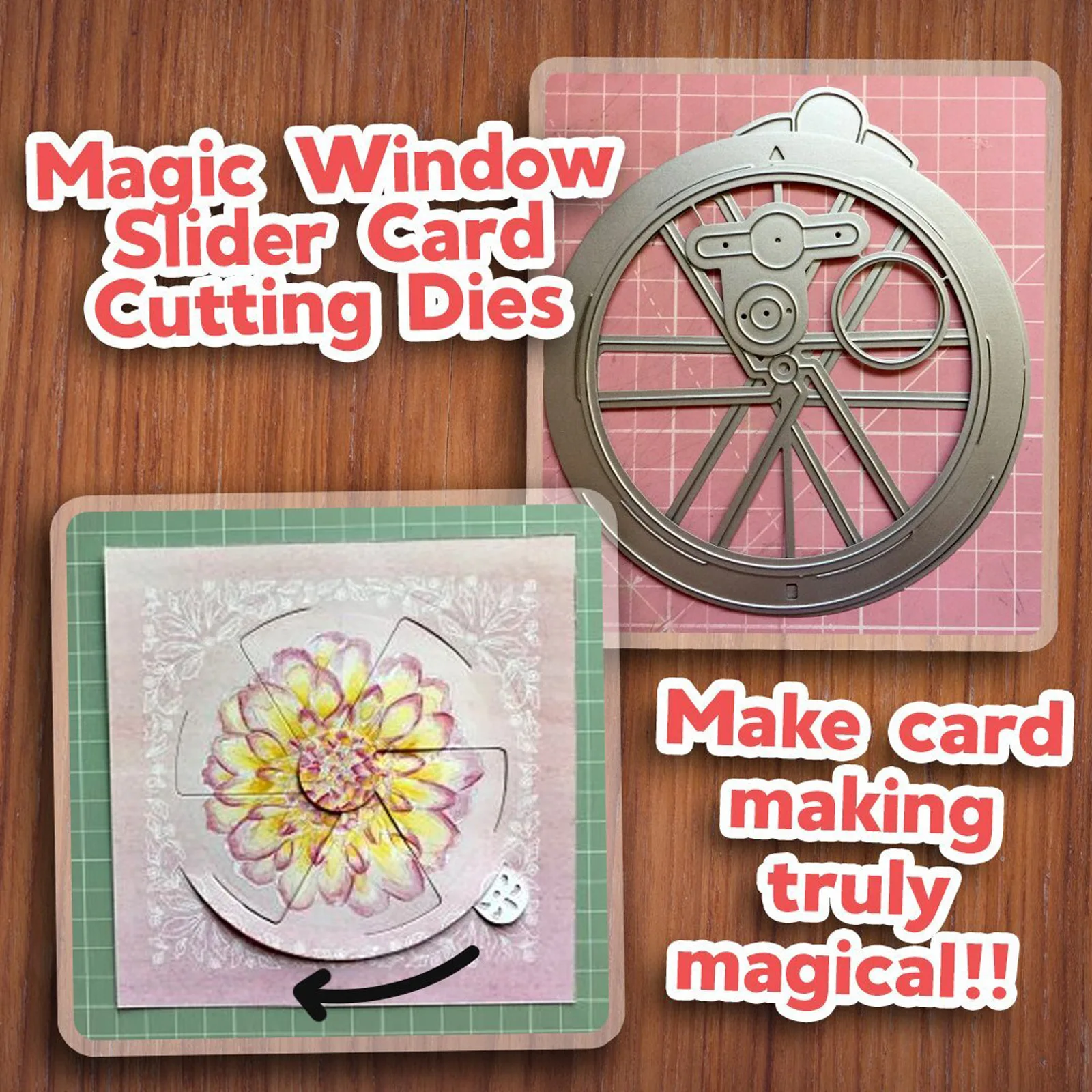 3 teile/los Magie Windows Slide & Reveal Kreis Sterben Dekorative Tabs Metall Schneiden Stirbt für DIY Scrapbooking Fotoalbum Papier Handwerk