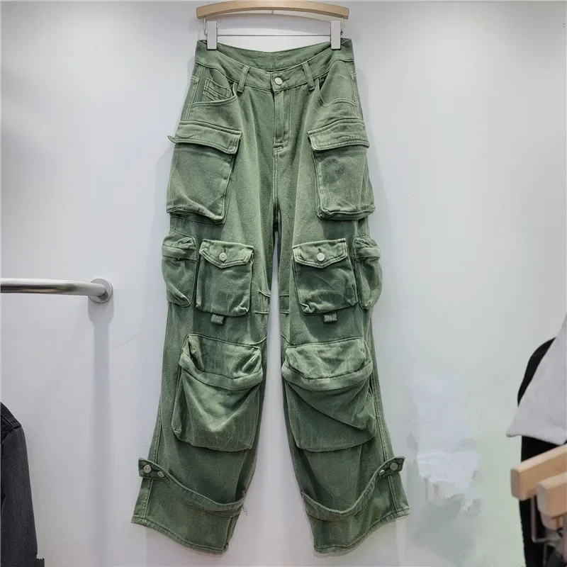 Loose Purple Denim Overalls for Women 2023 Autumn and Winter New High Waist Slimming All-Matching Straight-Leg Wide-Leg Pants