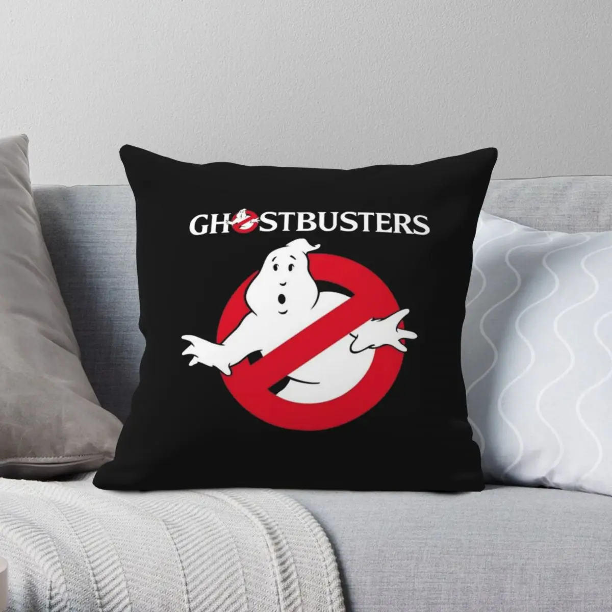 Ghostbusters Pillowcase Polyester Linen Velvet Pattern Zip Decor Throw Pillow Case Room Cushion Case