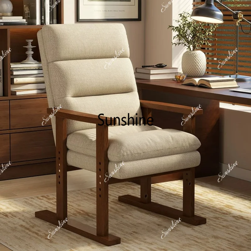 Solid wood computer chair folding reclining comfortable sedentary sofa chair backrest lazy chair