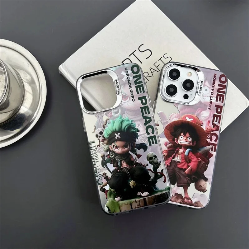 Hot Anime One Piece Back Phone Case for iPhone 17 16 15 14 13 12 11 Pro Max Plus Cartoon One Piece Luffy Zoro Shockproof Cover