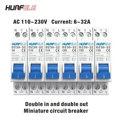 DZ30-32 1P+N Mini Circuit Breaker MCB 10A 16A 20A25A32A Din Rail Mounting Cutout Miniature Household Air Thermal magnetic Switch