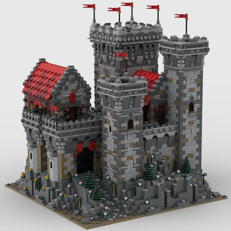 

NEW MOC 6524PCS European Medieval Street View Red Lions Castle DIY creative ideas Retro child Toy Birthday Gift building blocks