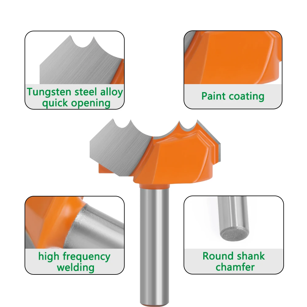 LAVIE 1pc 8mm Shank Classical Double Ball Flute Wood Router Bit C3 Carbide Woodworking Engraving Cutter Tools