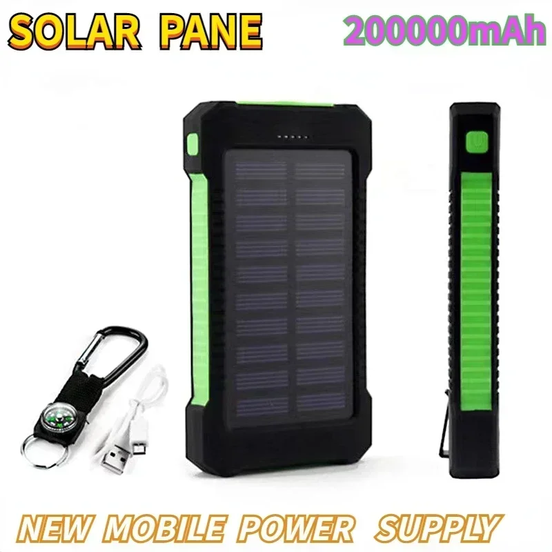 original waterproof solar power charging bank, emergency charger, external battery, top-notch, 200000mAh