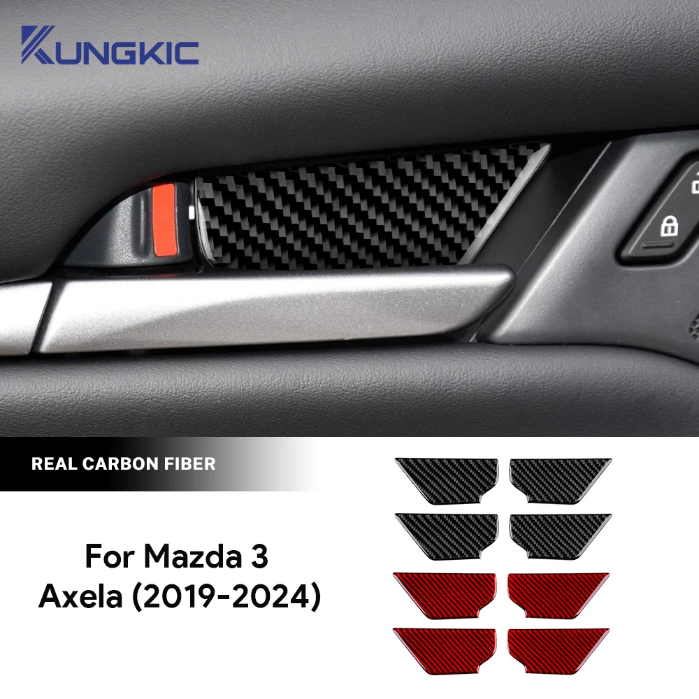 

For Mazda 3 2019-2025/CX-30 2020-2025 Real Soft Carbon Fiber Sticker LHD RHD Car Inner Door Bowl Panel Interior Trim Accessories