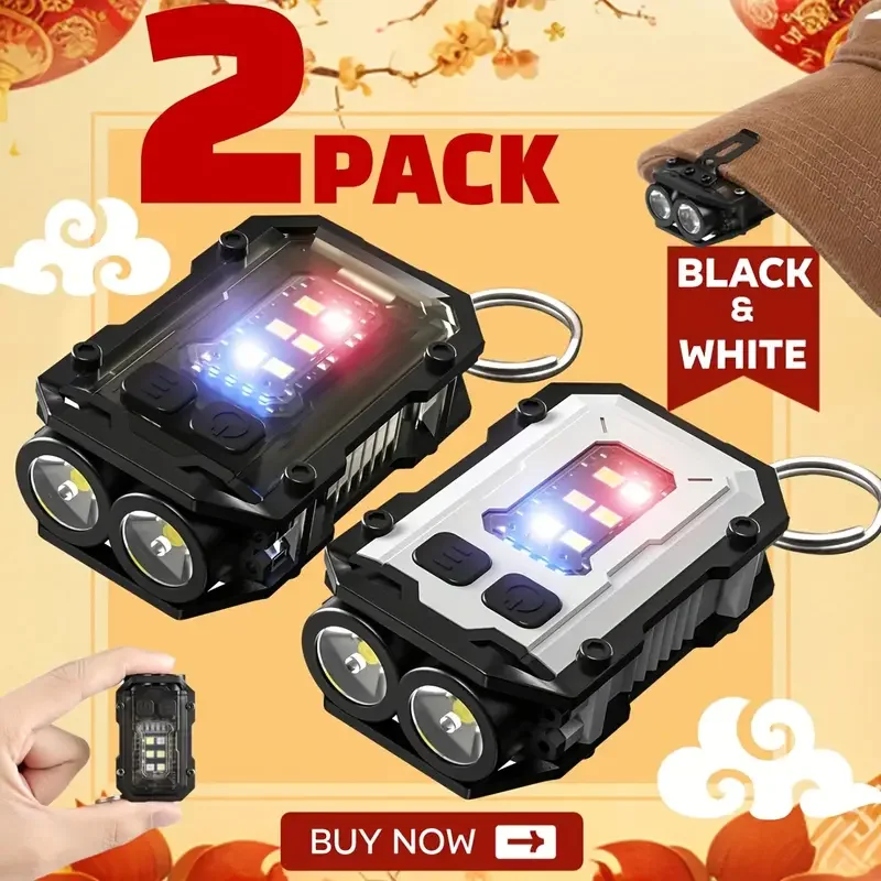 Clip-On-Taschenlampe, wiederaufladbar, Mini-EDC-Schlüsselanhänger-Taschenlampe, kompaktes Taschen-COB-Blitzlicht für Wandern, Camping, Angeln, Urlaubsgeschenke