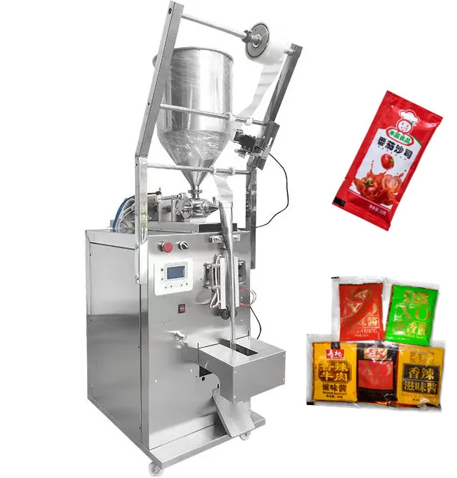 Small Automatic Water Juice Honey Cream Oil Liquid Paste Sauce Sachet Filling and Sealing Packing Machine for Pouch Pillow Bags