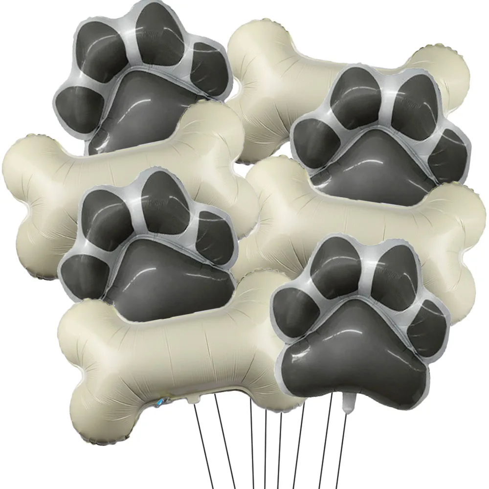 

8Pcs Bone Shaped Balloons Foil Helium Aluminum Balloons Dog Paw Print Balloon for Pets Dog Party Supplies