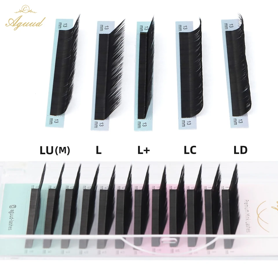 

AGUUD L/L+/LC/LD/M Curl Individual Eyelash Extension Soft Natural Synthetic Mink False Lashes Matte Black L Shape Makeup Cilios