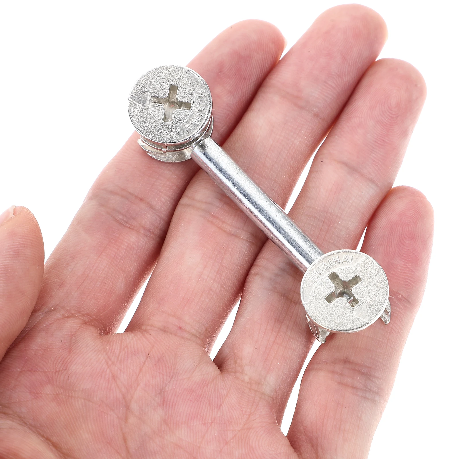 

20 set 20 Sets Double Headed Rod Connectors 48mm Furniture Cam Fittings Kit Metal Dowels Cabinet Fasteners