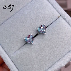 CSJ Elegate Lab Grown Alexandrite Earrings Sterling 925 Silver Created Gemstone 5mm for Women Birthday Party Gift